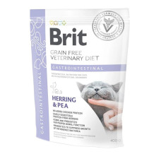 Brit VetDiets Cat GF Gastrointestinal Сухий корм для будь-якого віку кішок при гострому та хронічному гастроентериті з оселедцем, лососем та яйцем з горохом 400 г