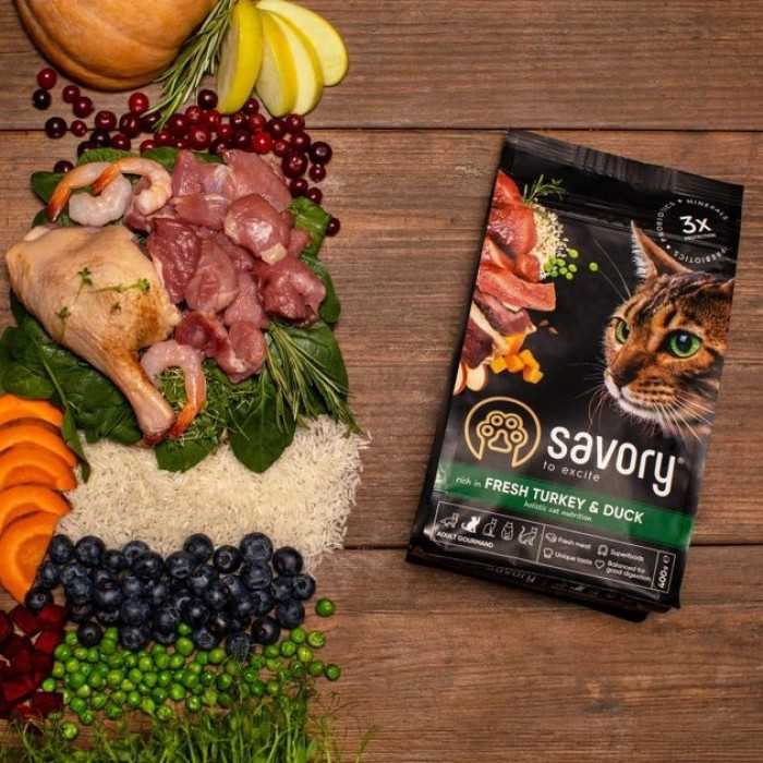 Savory Сухий корм для кішок зі свіжим мясом індички та качкою 2 кг