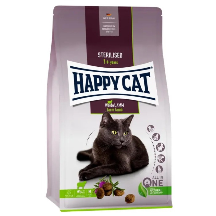 Happy Cat Sterilised Weide Lamm Сухий корм для дорослих стерилізованих кішок зі смаком ягняти 4 кг