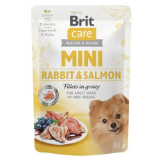 Brit Care Mini pouch Без зерновий вологий корм для собак мініатюрних порід кролик та лосось у соусі, 85 г