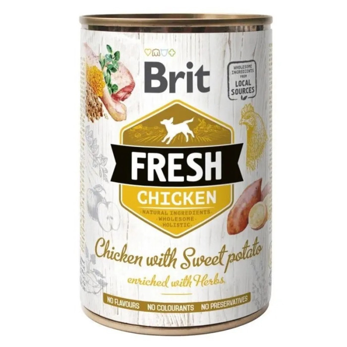 Brit Fresh Chicken Sweet Potato Вологий корм для дорослих собак усіх порід з куркою та бататом, 400 г