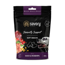 Мякі ласощі Savory для зміцнення імунітету собак, качка та шипшина, 200 г