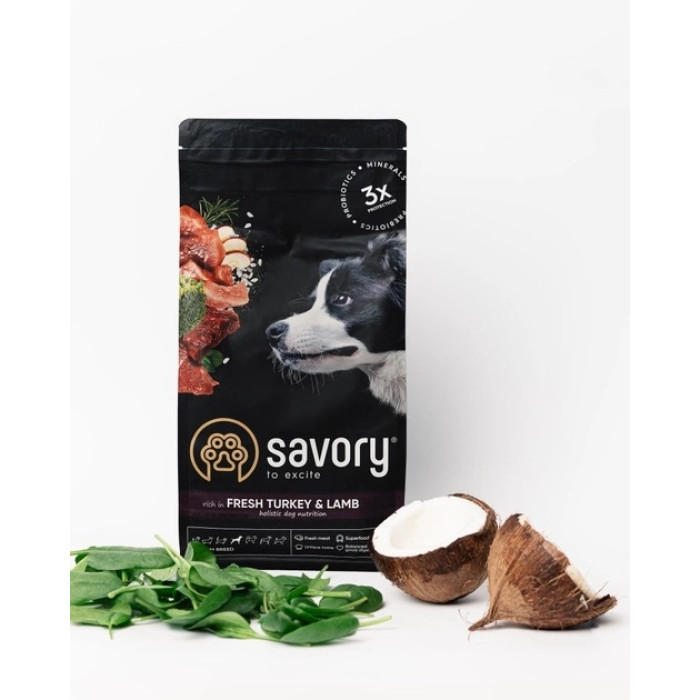 Savory Medium Breed з мясом індички та ягнятиною сухий корм для собак середніх порід 12 кг