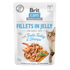 Brit Care Cat pouch ніжна індичка з креветками в желе вологий беззерновий корм для котів 85 г