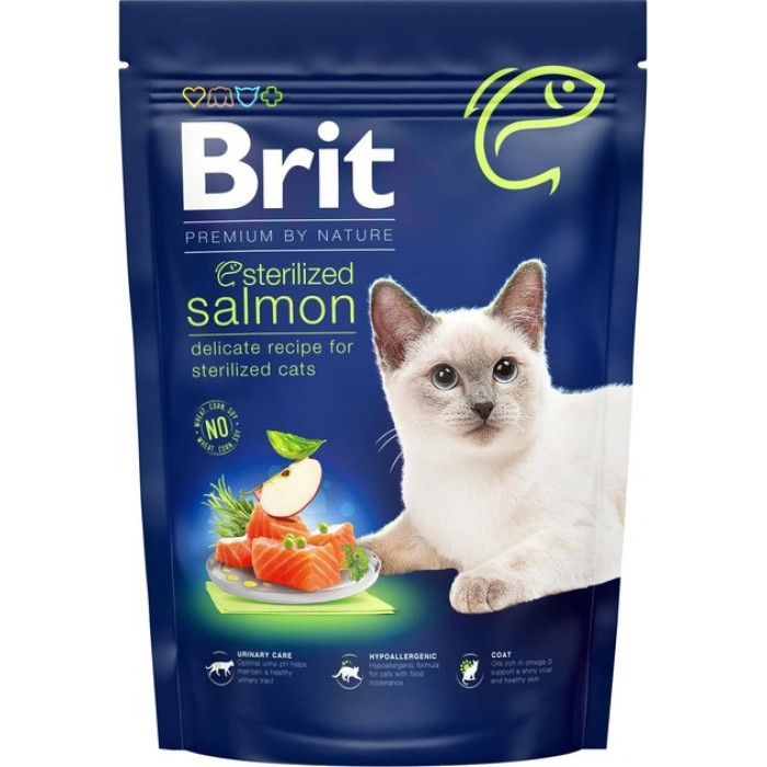 Brit Premium by Nature Cat Sterilized із лососем сухий корм для стерилізованих котів 800 г