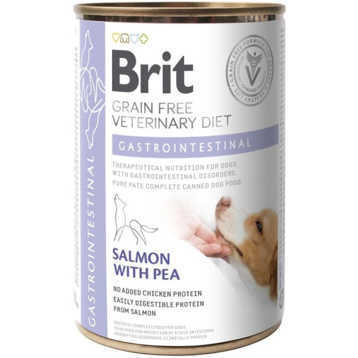 Brit VetDiets лосось та горох для шлунково-кишкового тракту вологий корм для собак 400 г