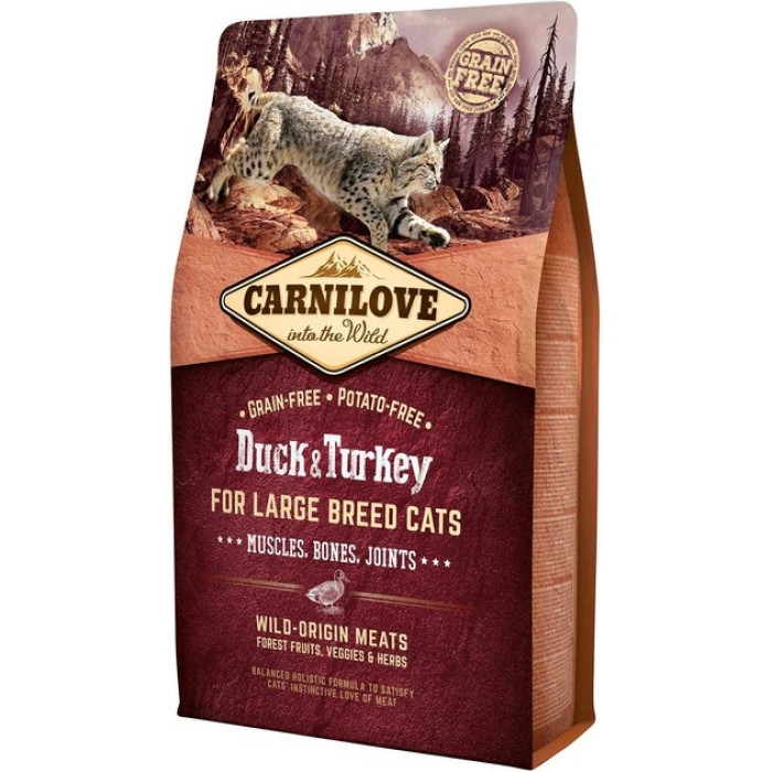 Carnilove Cat з качкою та індичкою сухий корм для дорослих кішок великих порід 2 кг
