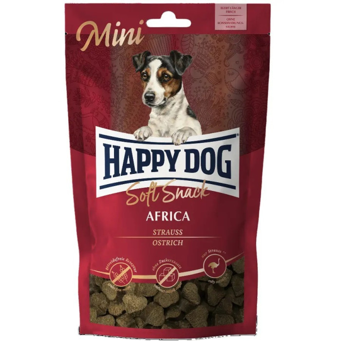 Ласощі Happy Dog Soft Snack Mini Africa зі страусом та картоплею мякі закуски 100 г