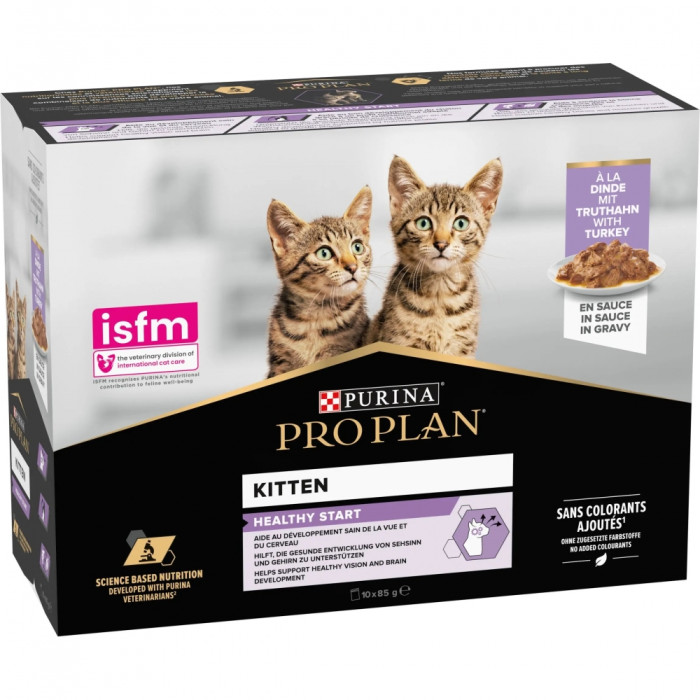 АКЦІЯ Purina Pro Plan Baby Kitten з індичкою вологого корму для кошенят 7+3 паучі по 85 г