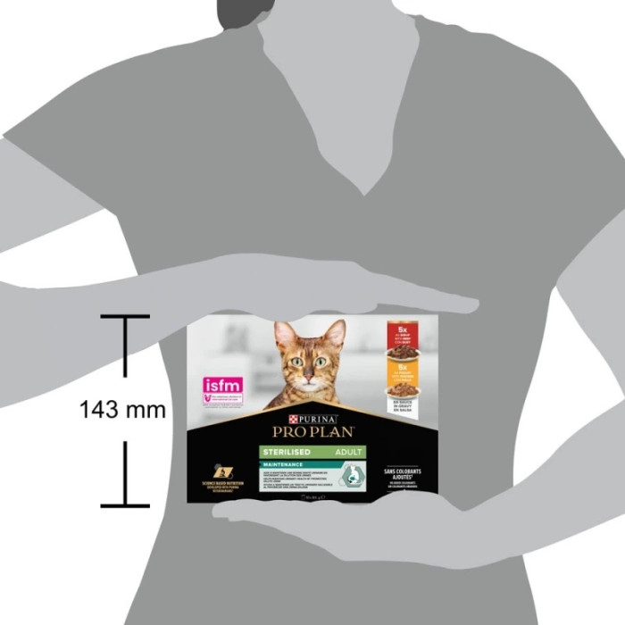 АКЦІЯ Purina Pro Plan з яловичиною та куркою для стерилізованих кішок 7+3 паучі по 85 г