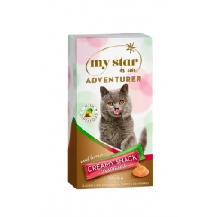My Star Creamy Adventurer Ласощі для кішок, індичка з журавлиною та Качка з яблуками 2415 гр