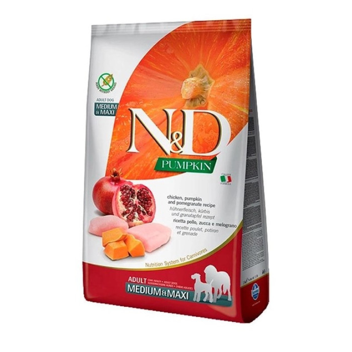 Farmina ND Pumpkin Grain Free Dog Adult Medium Maxi Chicken Pomegranate Фарміна беззерновий сухий корм з куркою, гарбузом та гранатом для дорослих собак середніх та великих порід 2.5 кг.