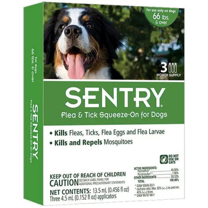 SENTRY Краплі від бліх, кліщів та комарів для собак. більше 30 кг