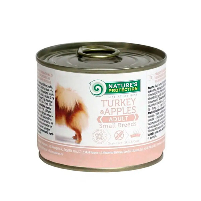 Консерва для собак Natures Protection Adult Small Breed Turkey Apples з індичкою та яблуком, 200 г