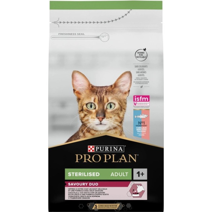 АКЦІЯ PRO PLAN Sterilised Adult 1+ з тріскою та фореллю сухий корм для стерилізованих кішок 1,5 кг