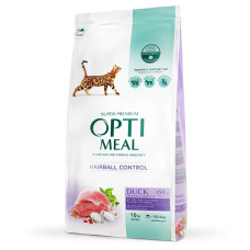 АКЦІЯ -22 Optimeal Adult Cat з качкою сухий корм для котів з ефектом виведення вовни 10 кг