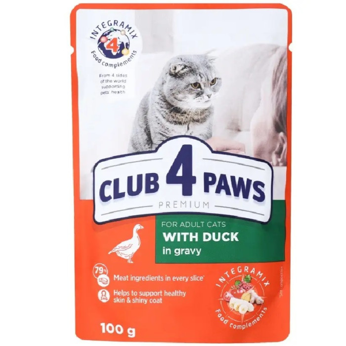 Club 4 Paws Premium качка в соусі для котів 100 г Акція -12,5
