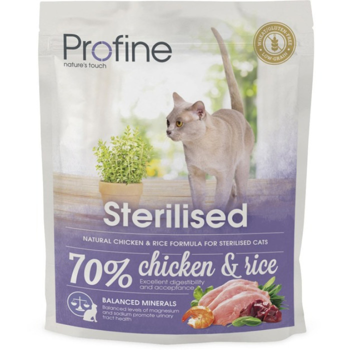 Profine Cat Sterilised сухий корм для дорослих стерилізованих котів з куркою та рисом 300 г