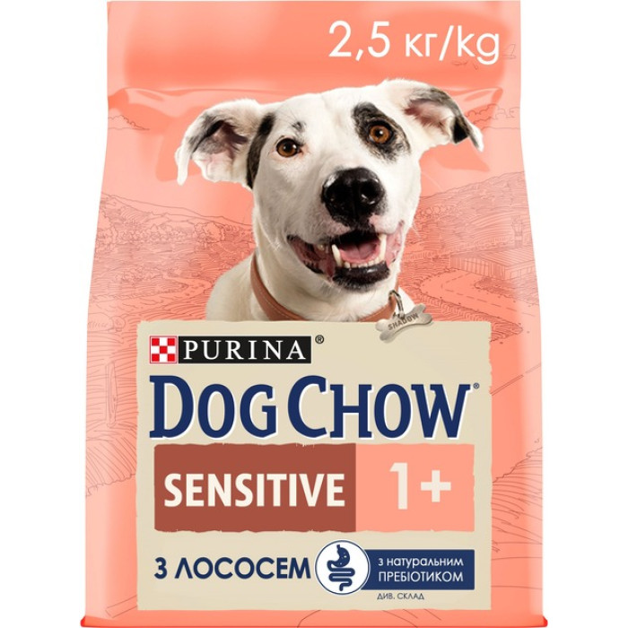 АКЦІЯ Purina DOG CHOW Sensitive сухий корм для собак із чутливим травленням із лососем 2.5 кг