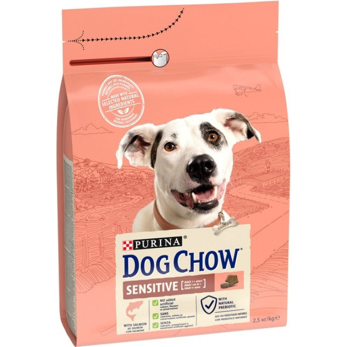 АКЦІЯ Purina DOG CHOW Sensitive сухий корм для собак із чутливим травленням із лососем 2.5 кг