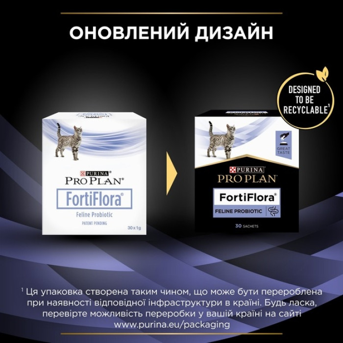 АКЦІЯ Purina Pro Plan FortiFlora пробіотик для дорослих кішок та кошенят для здорового травлення та зміцнення імунітету 7х1 г