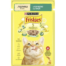 АКЦІЯ Purina Friskies вологий корм для кішок, шматочки в підливі з качкою 85 г