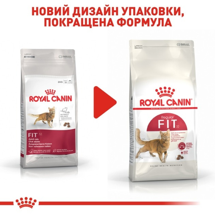 АКЦІЯ Royal Canin Fit 32 сухий корм для котів 2 кг + 12 паучів