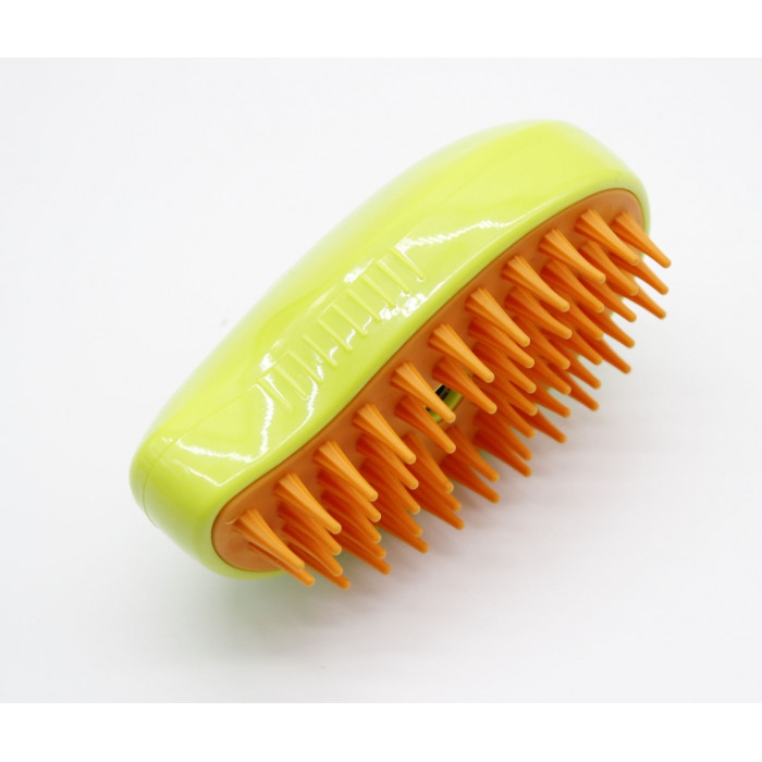 PetSpay Massage Brush Парова щітка-масажер спрей 3в1 Салатово-Помаранчева