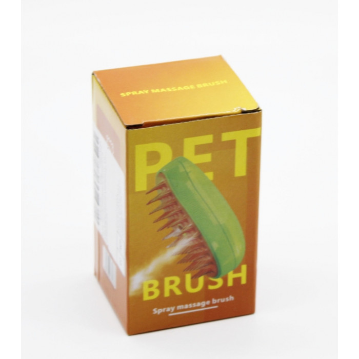 PetSpay Massage Brush Парова щітка-масажер спрей 3в1 Салатово-Помаранчева