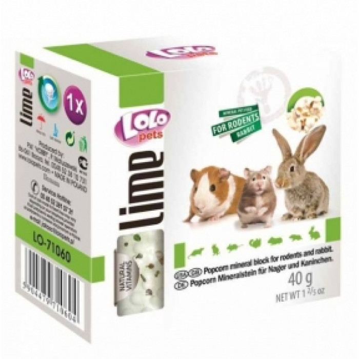Мінерал для гризунів зі смаком попкорну 45 г, Lolo Pets Мінерал для гризунів зі смаком попкорну м Lolo Pets