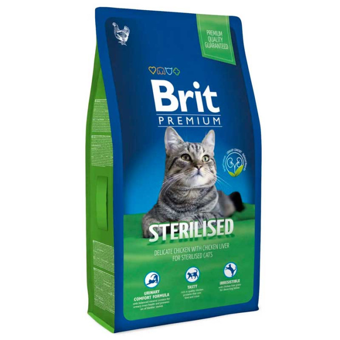 Brit Premium Cat Sterilized для стерилізованих кішок 8 кг