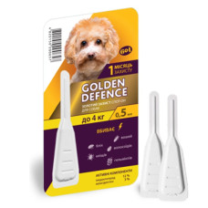 Golden Defence  Голден Дефенс) - краплі для собак від бліх і їх личинок, вошей, гельмінтів і кліщів, 1 піпетка до 4 кг