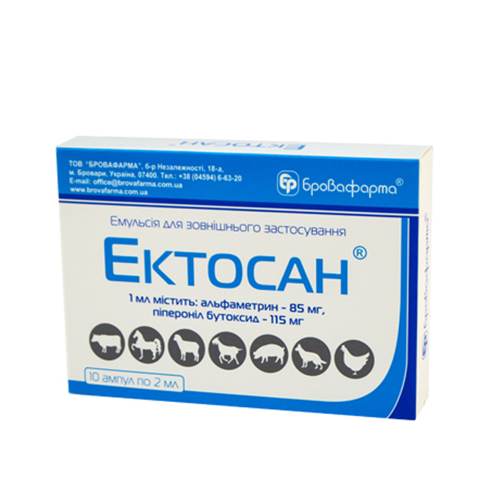 Ектосан-інсектоакарицидний препарат для собак 2мл Ектосан 2мл