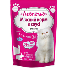 Леопольд Рагу в соусі кролик індичка консерви для котів 100 г Консерви для котів 100гр Леопольд Рагу в соусі кролик індичка 491730
