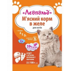 Леопольд асорті Желе мясо печінка овочі консерви для котів 100 г Консерви для котів 100гр Леопольд асорті Желе мясо печінка овочі 491679