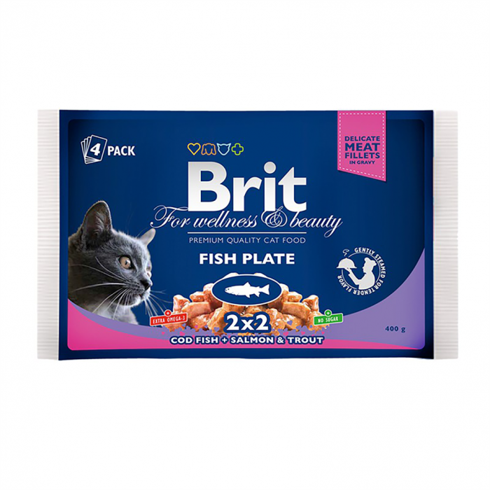 Brit Premium Cat pouch рибна тарілка 400г