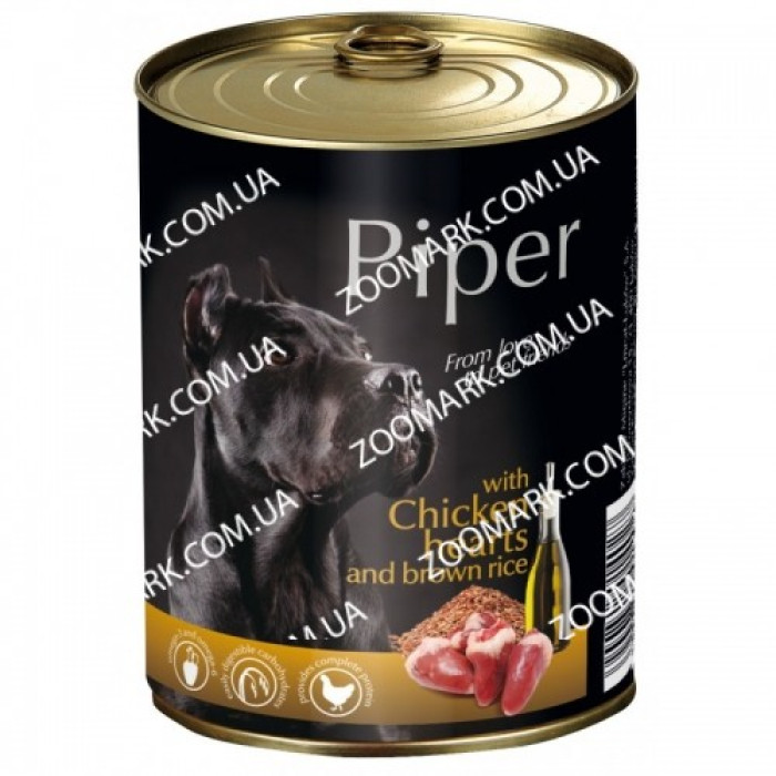 Консерви Piper Dog куряче серце і коричневий рис 400 гр