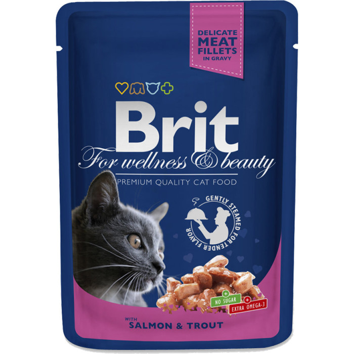Brit Premium Cat pouch з лососем і фореллю 100г