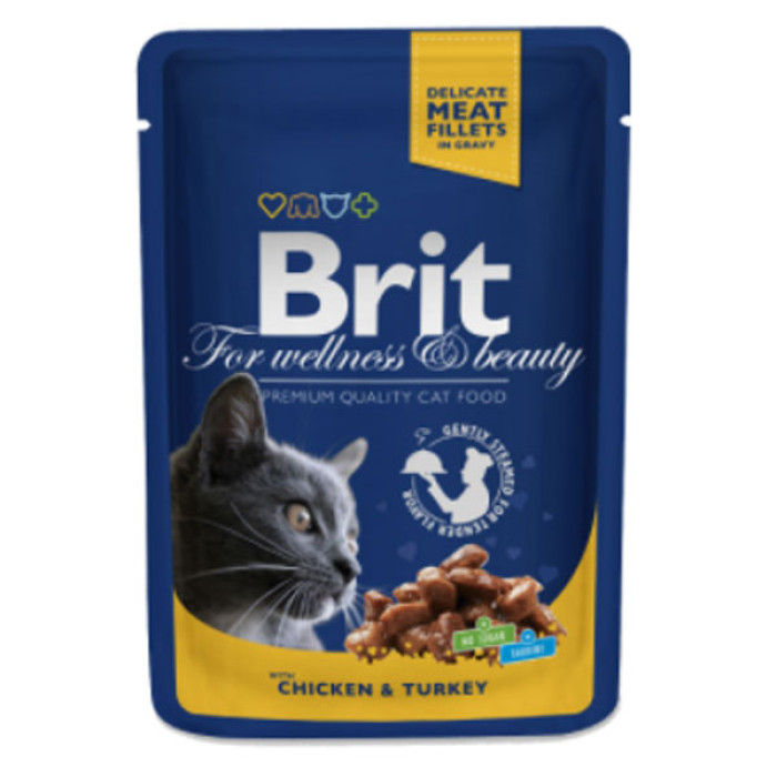 Brit Premium Cat pouch з куркою та індичкою 100г