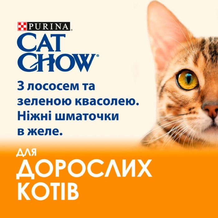 Cat Chow Adult консерва для котів із лососем і зеленою квасолею, 85 г