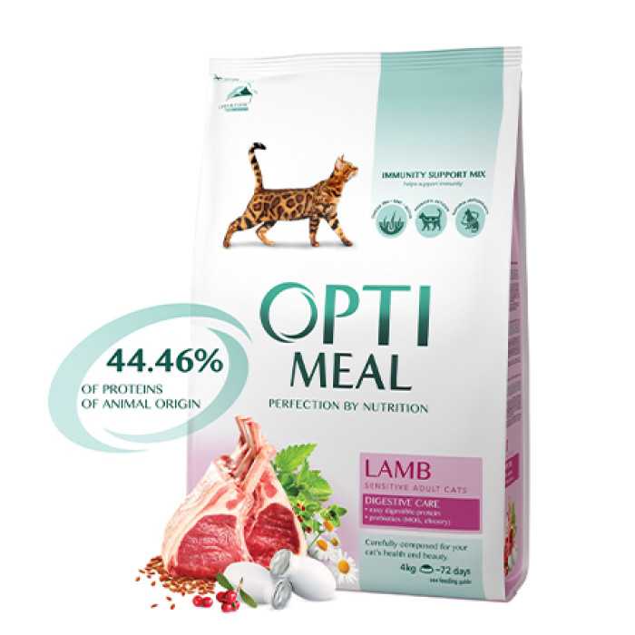 Optimeal з ягням для котів з чутливим травленням 10кг
