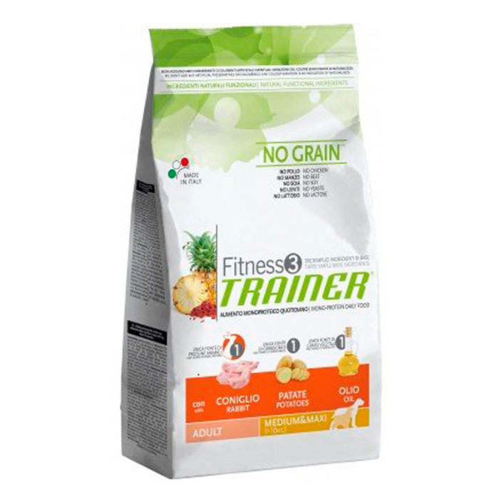 Trainer Fitness3 Adult MediumMaxi With Rabbit Potatoes Oil для собак середніх і великих порід з кроликом 12,5 кг