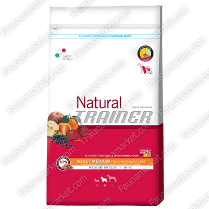 Trainer Natural Adult Medium для собак середніх порід з куркою, рисом і алое-вера 12кг