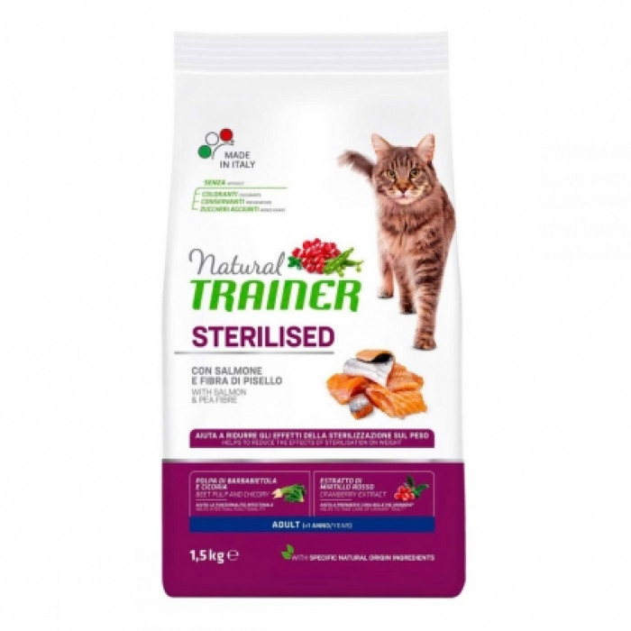TRAINER NATURAL ADULT STERILISED для стерилізованих кішок з лососем 12,5 кг