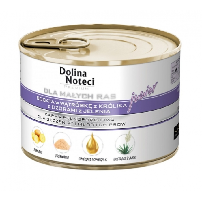 Dolina Noteci Premium Dog печінка кролика і оленячий язик для цуценят і юніорів дрібних порід 185 г