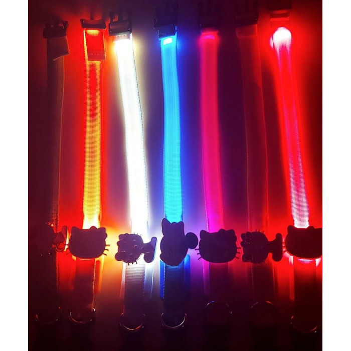 Нашийник XS LED Kitty тканинний 1,5 см 20-25см Червоний