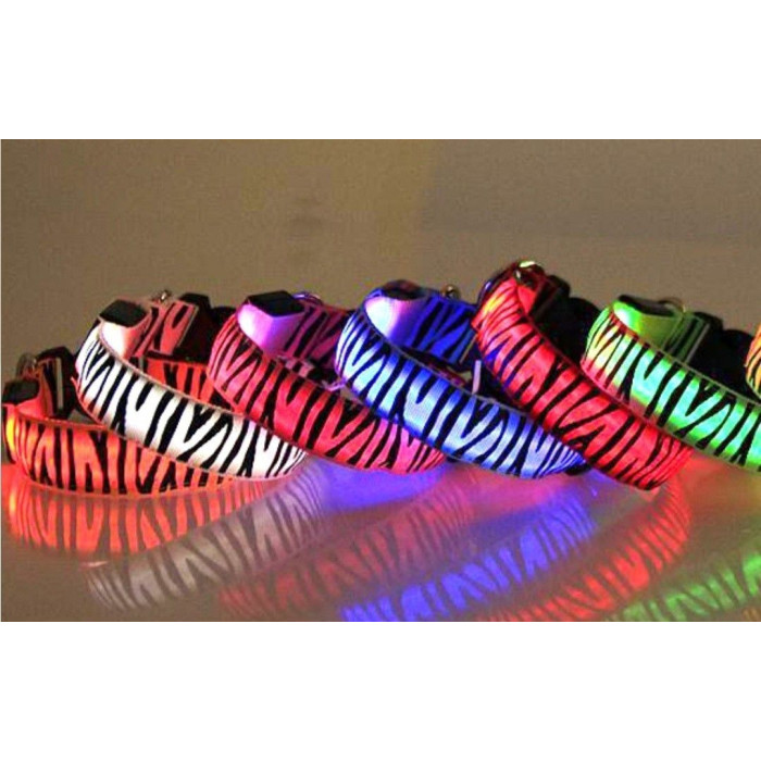Нашийник LED Зебра тканинний XL (2,5 см 44-70см)