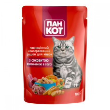 Пан-кот консерви для кішок яловичина в соусі 100г ПАВУЧ