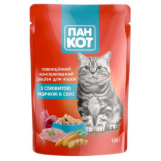Пан-кот консерви для кішок індичка в соусі 100г ПАВУЧ