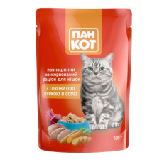Пан-кот консерви для кішок курка в соусі 100г ПАВУЧ